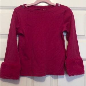 Janie and Jack Girls Fuzzy Cuff Long Sleeve Top - Pink, size 7
